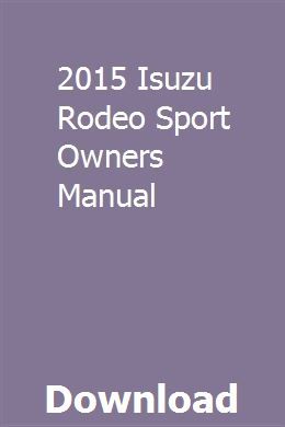 free isuzu rodeo repair manual